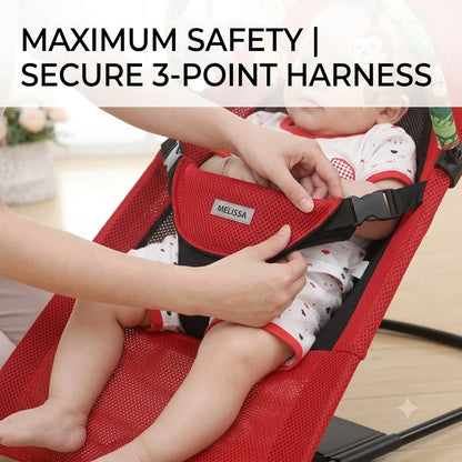 Foldable Baby Rocking Chair Soft Cushioned Infant Cradle with Toys