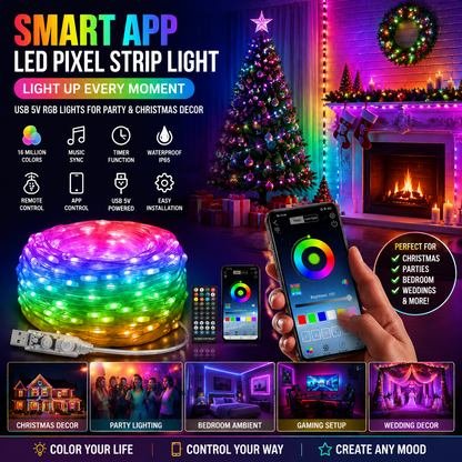 Smart APP LED Pixel Strip Light USB 5V RGB Lights for Party Christmas Decor