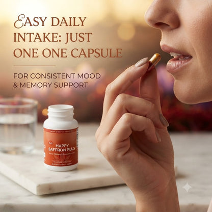 Happy Saffron Plus Capsules for Daily Wellness (90 Capsules)
