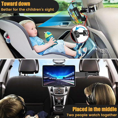 Universal Tablet Car Holder 360° Rotating Rear Seat Mount with Extension Arm