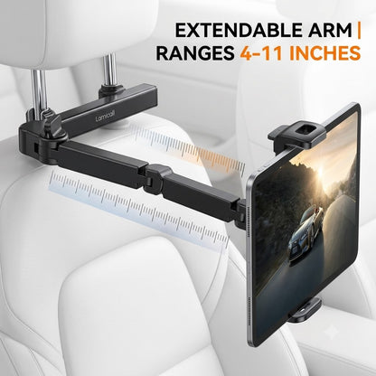 Universal Tablet Car Holder 360° Rotating Rear Seat Mount with Extension Arm