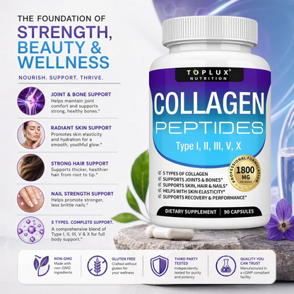 Natural Collagen Peptides Capsules – Joint, Bone, Skin & Hair Support (90 Capsules)