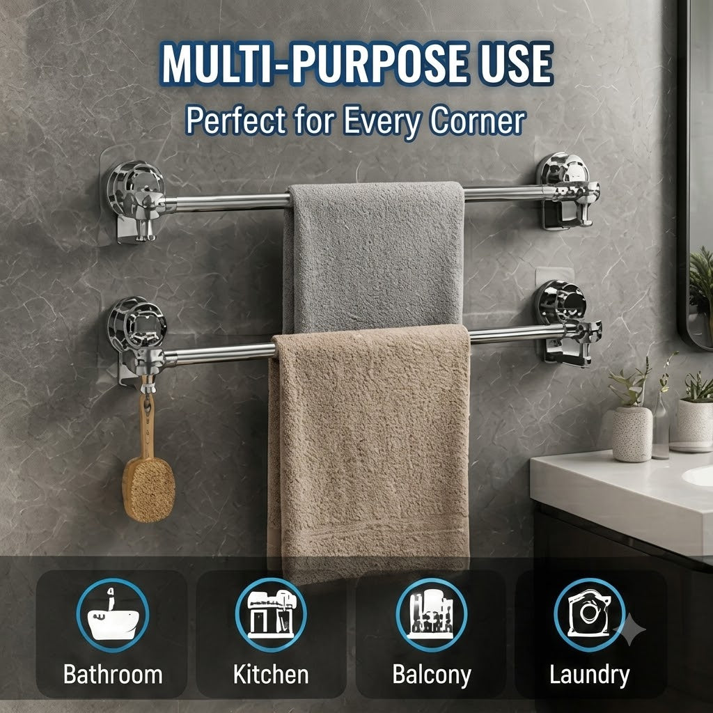 Punch-Free Telescopic Towel Rack Wall-Mounted Bathroom Towel Bar for Home