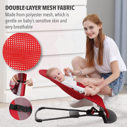 Foldable Baby Rocking Chair Soft Cushioned Infant Cradle with Toys